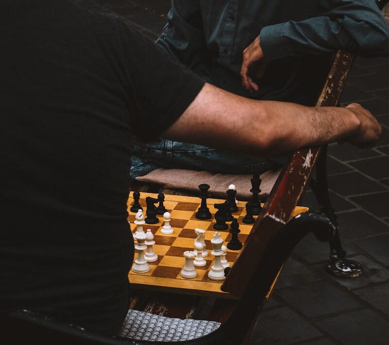 a man playing chess