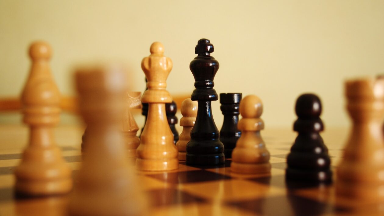 black and white chess pieces