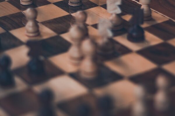 brown and black chess pieces