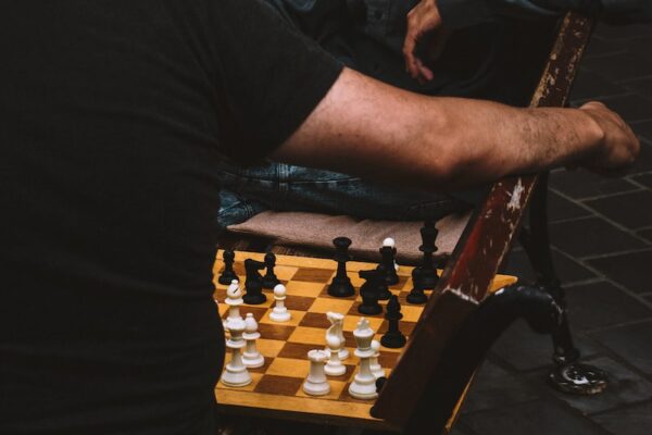 a man playing chess